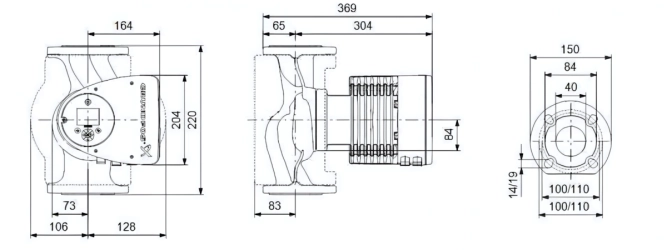 Габаритные размеры циркуляционного насоса Грундфос MAGNA3 40-80 F Габаритные размеры циркуляционного насоса Грундфос MAGNA3 40-80 F