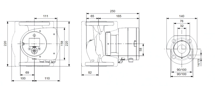 Габаритные размеры циркуляционного насоса Грундфос MAGNA3 32-60 F 220 1x230V PN6/10 Габаритные размеры циркуляционного насоса Грундфос MAGNA3 32-60 F 220 1x230V PN6/10